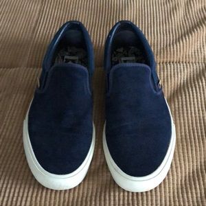 Vans x J. Crew navy suede slip-on sneakers